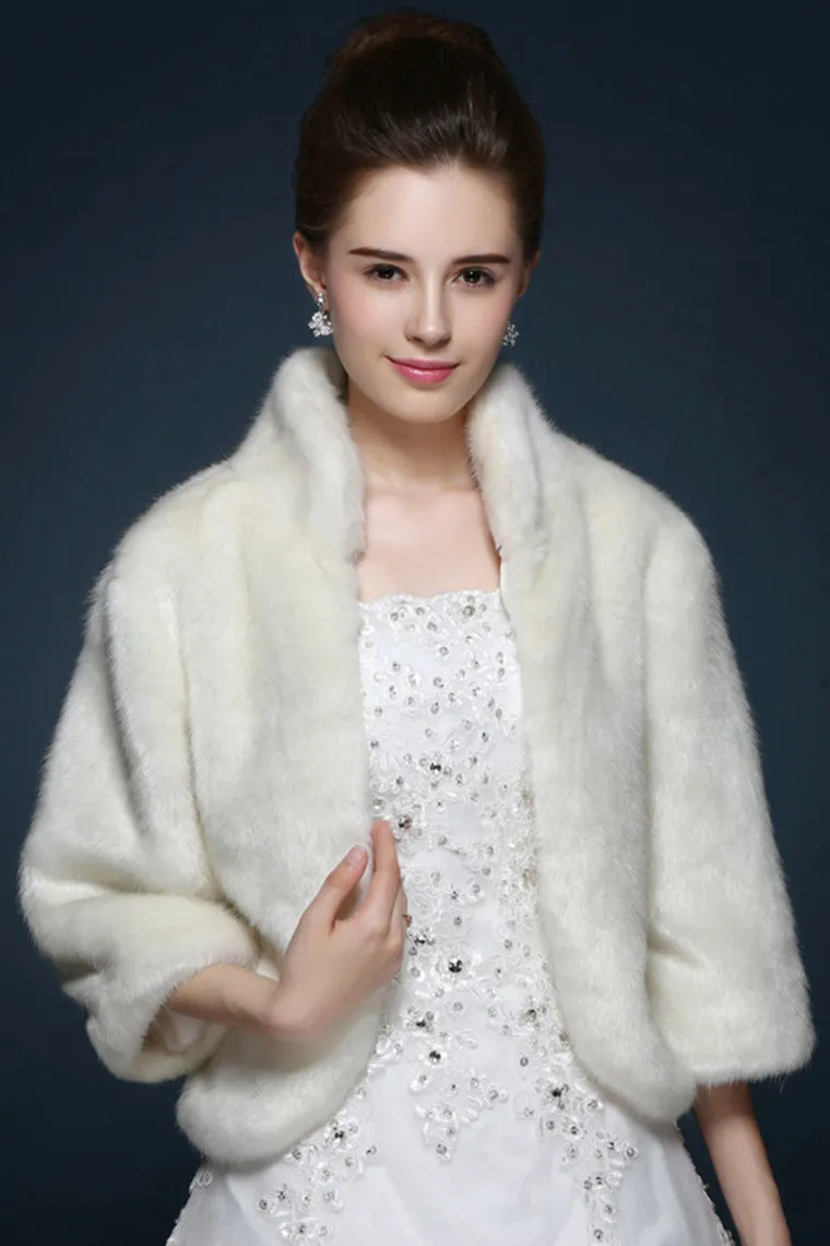 3/4 Length Sleeve  Wedding Wraps Coats/Jackets Faux Fur