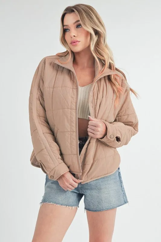 Aemi   Co Quilted Zip Up Puffer Jacket