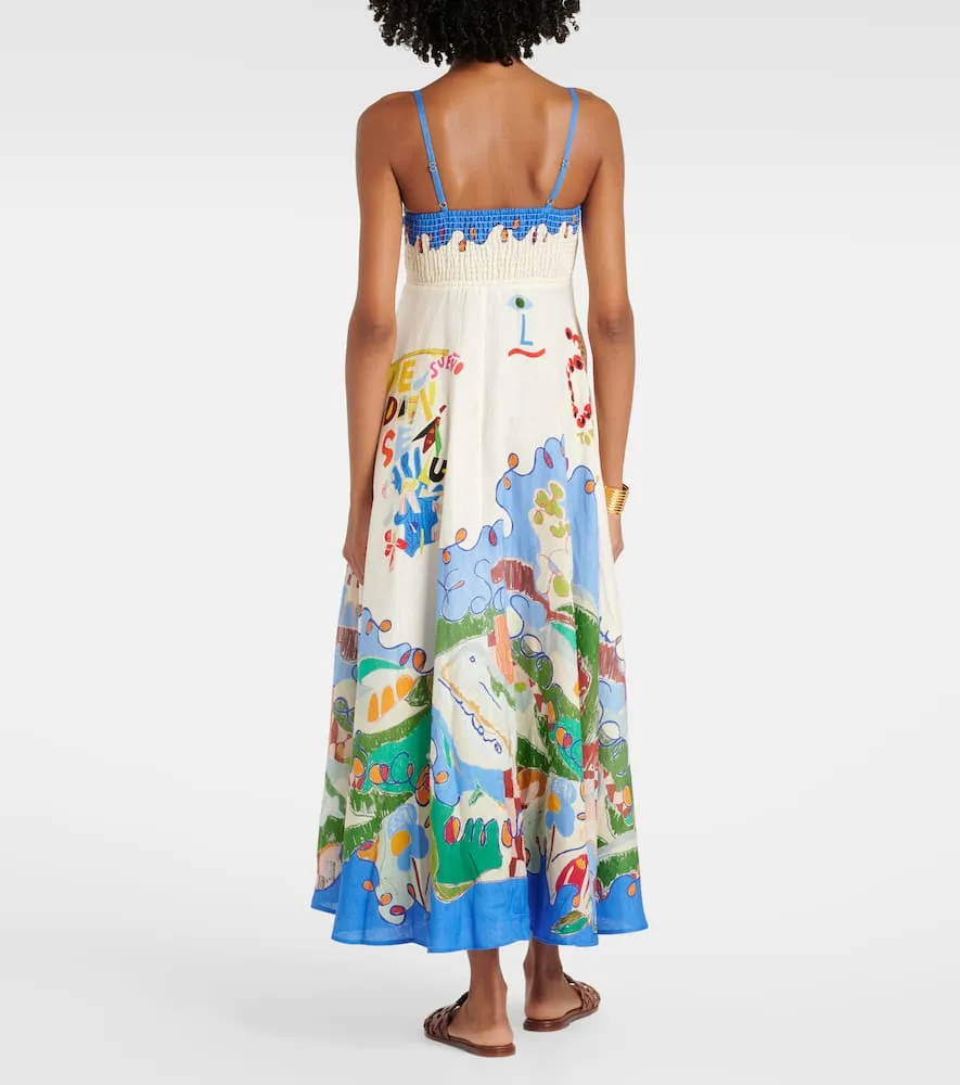 Alemais x Nadia Hernandez printed linen maxi dress