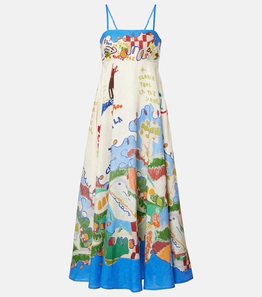 Alemais x Nadia Hernandez printed linen maxi dress