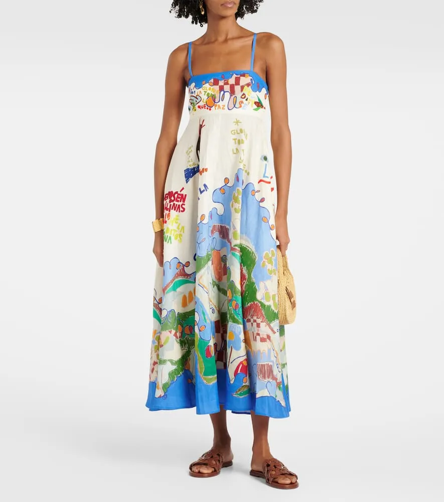 Alemais x Nadia Hernandez printed linen maxi dress