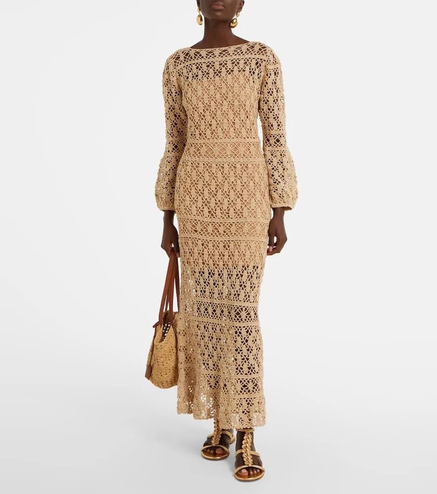Anna Kosturova Bianca cotton crochet maxi dress