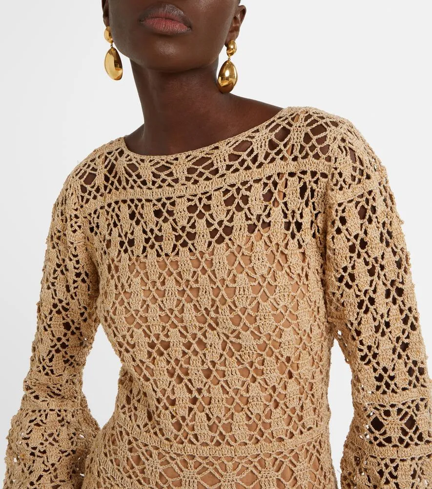 Anna Kosturova Bianca cotton crochet maxi dress