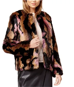 Bar III Faux-Fur Coat Brown Pink Faux Fur L