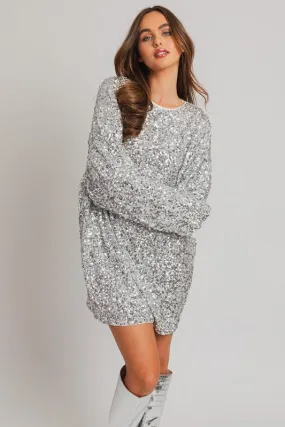 Beautiful Glamorous Long Sleeve Sequin Mini Dress