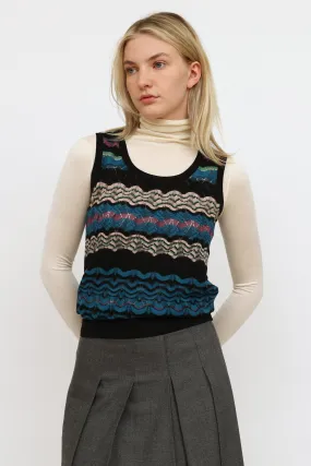 Black & Blue Striped Knit  Top