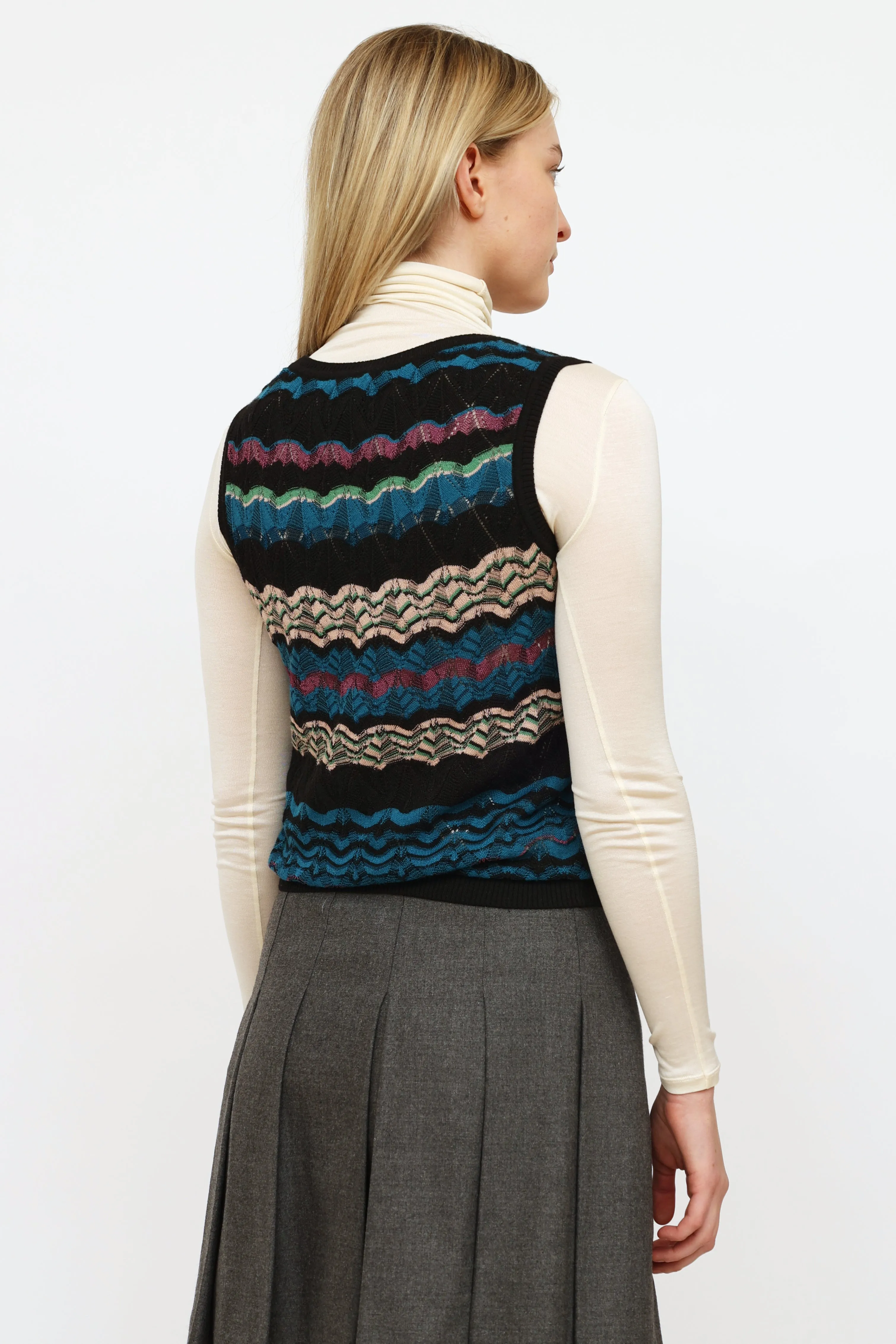 Black & Blue Striped Knit  Top