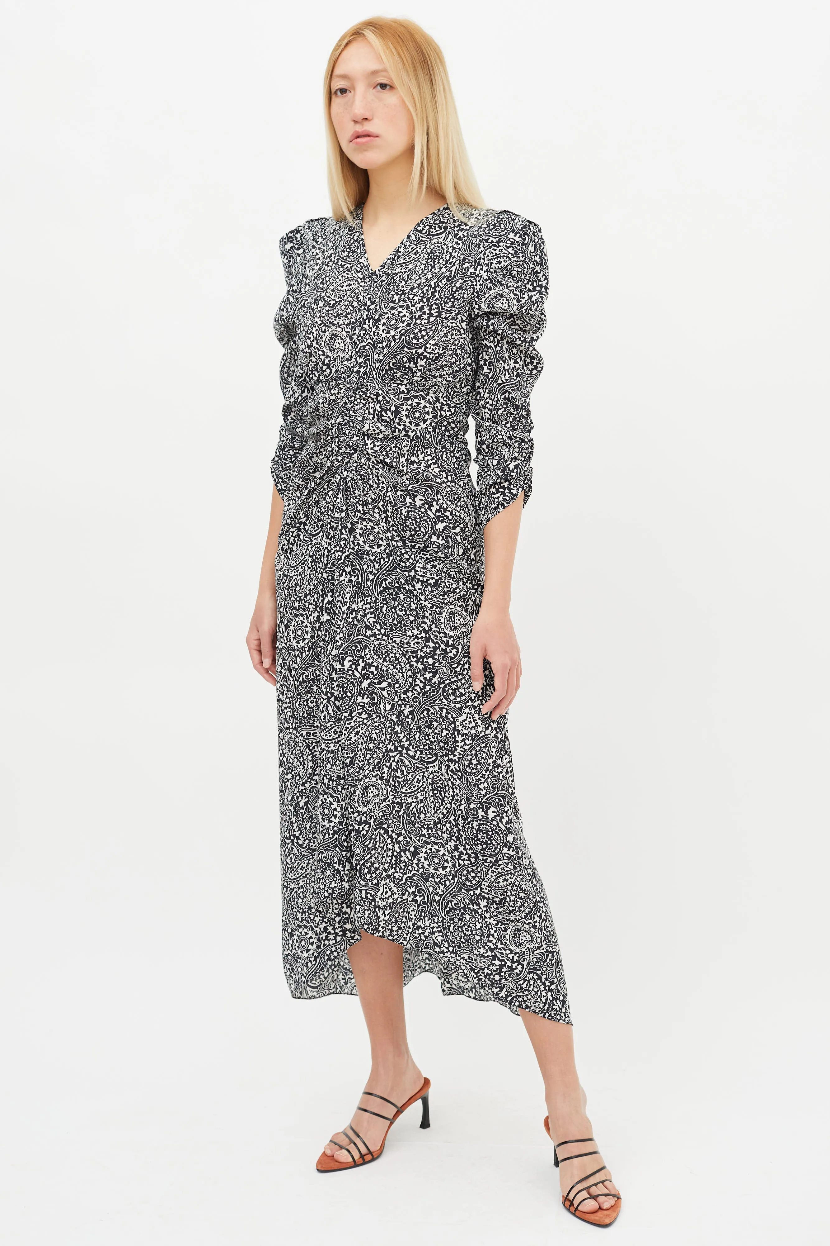 Black & White Albi Paisley Print Midi Dress
