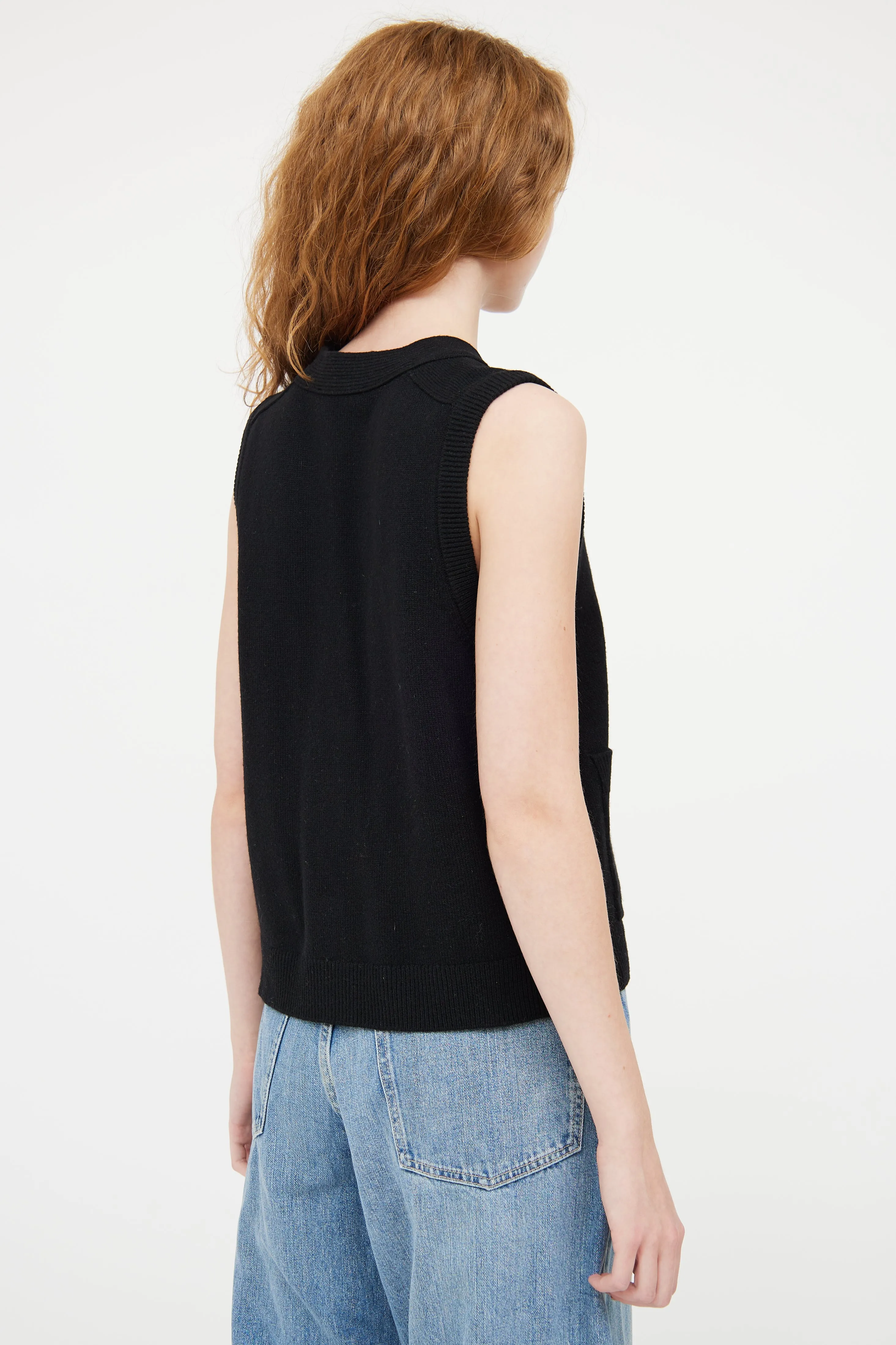 Black Wool Knit Jewel Vest