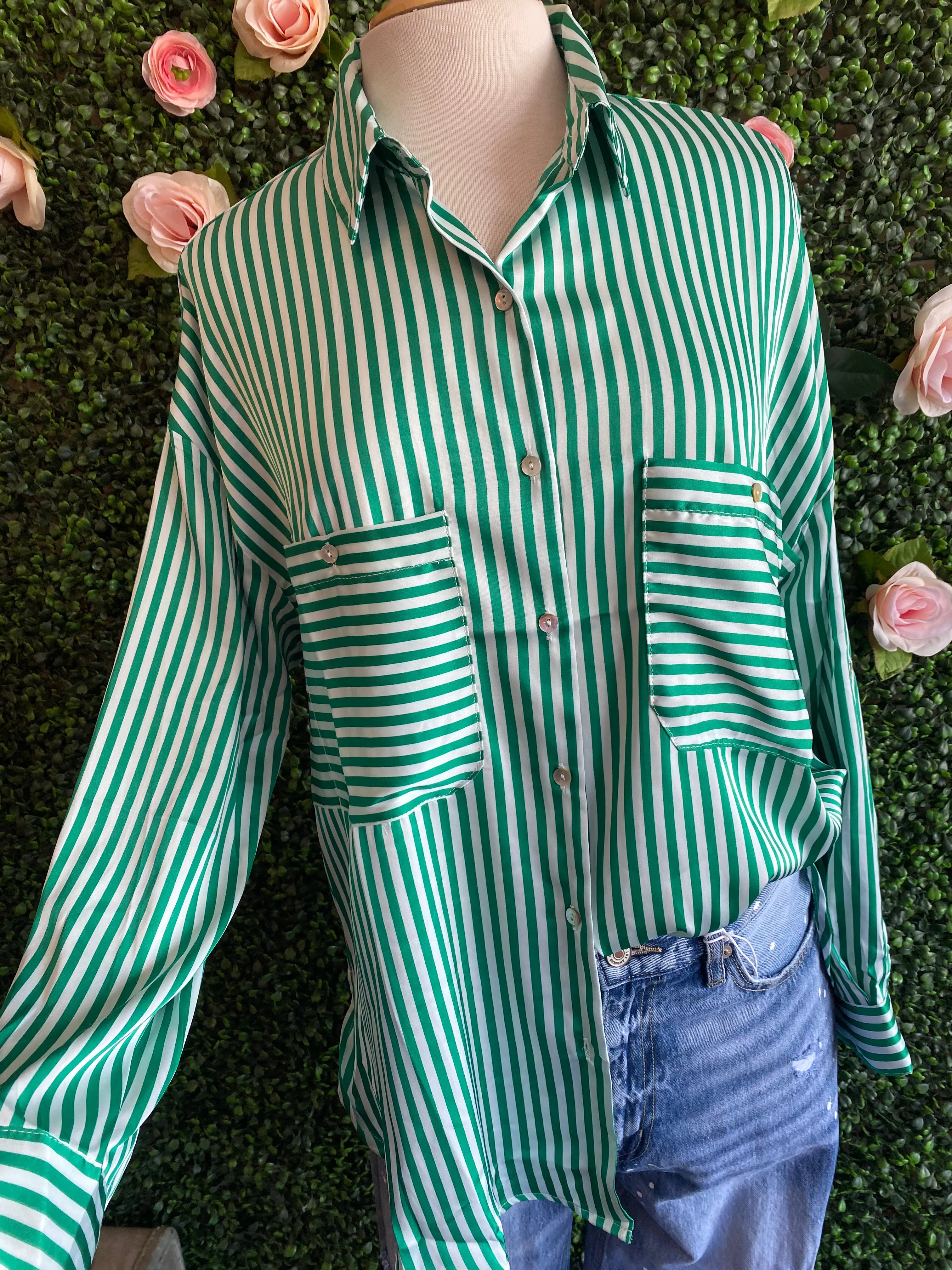 Candy Cane Satin Blouse