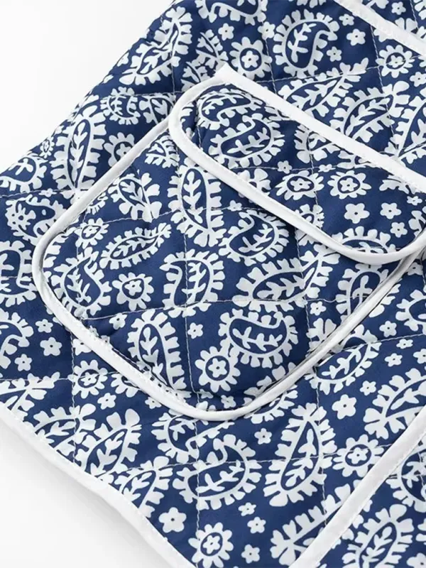 Classic Blue Floral Mandarin Jacket
