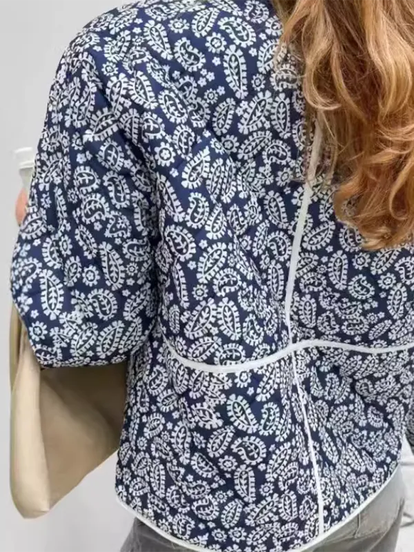 Classic Blue Floral Mandarin Jacket