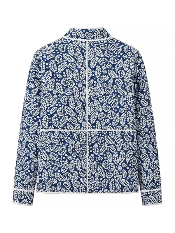 Classic Blue Floral Mandarin Jacket