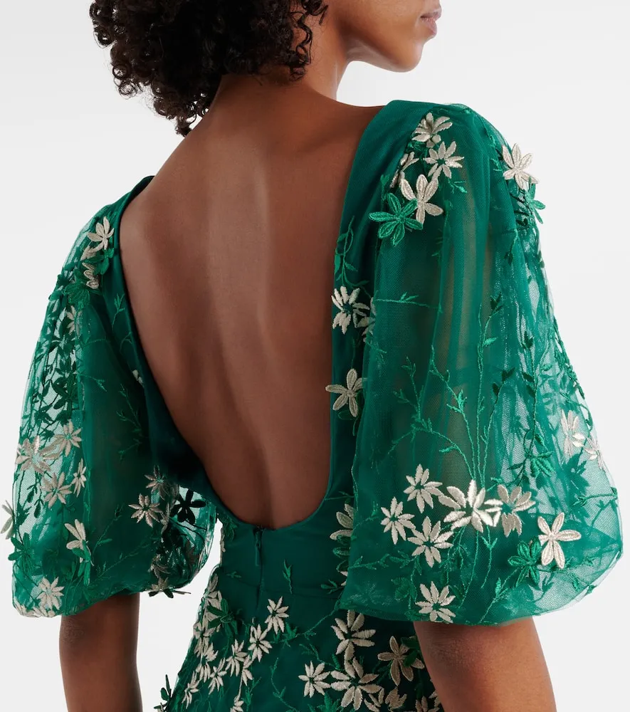 Costarellos Floral-appliqu√É¬© tulle and lurex√Ç¬Æ gown