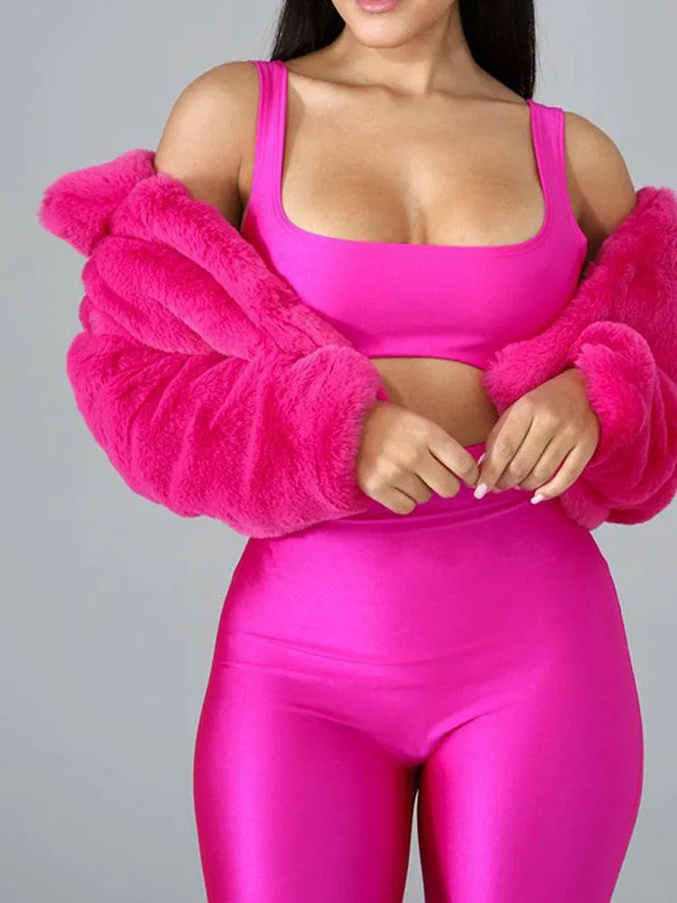 Fuzzy Fleece Open Front Jacket