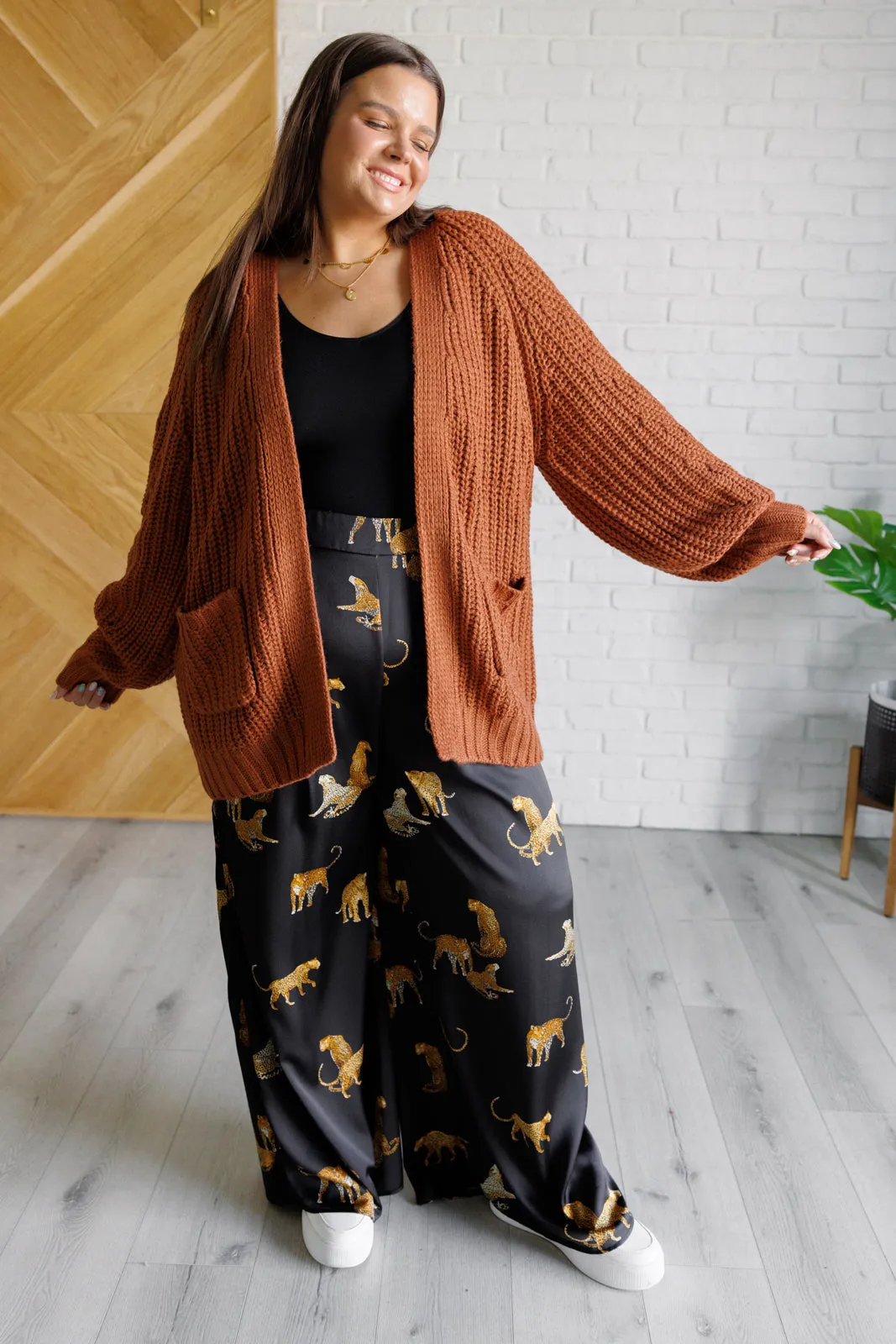 Leopard Satin Wide Leg Pants