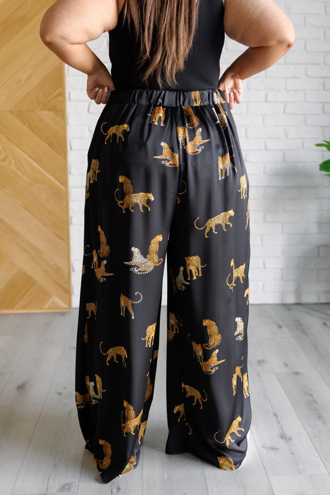 Leopard Satin Wide Leg Pants