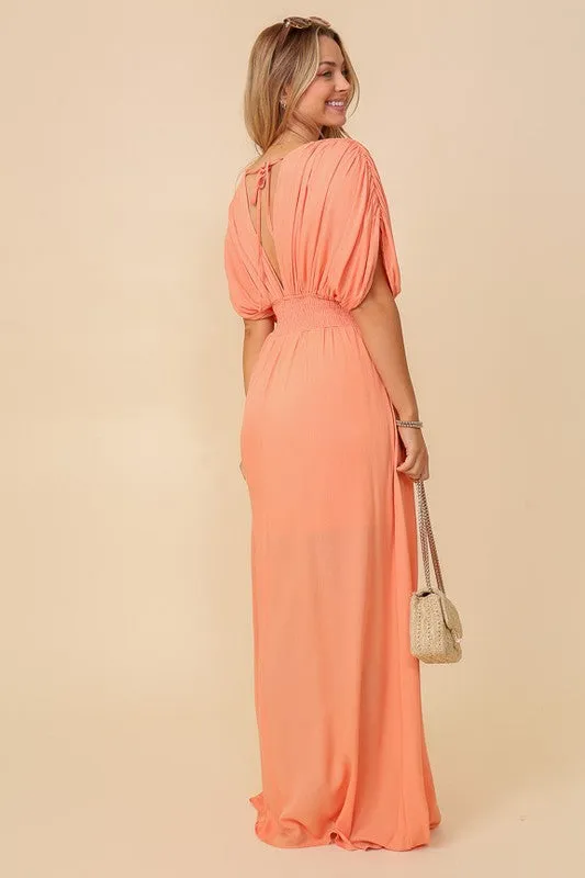 Melon Summer Spring Vacation Maxi Sundress Lined