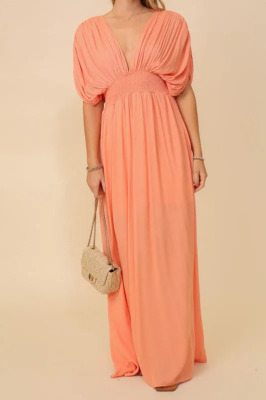 Melon Summer Spring Vacation Maxi Sundress Lined