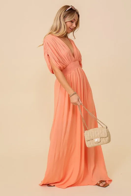 Melon Summer Spring Vacation Maxi Sundress Lined