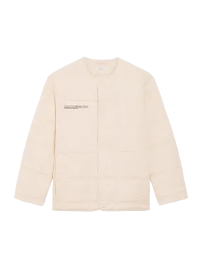 Mens Flower-Warmth Quilted Collarless Jacket—sand