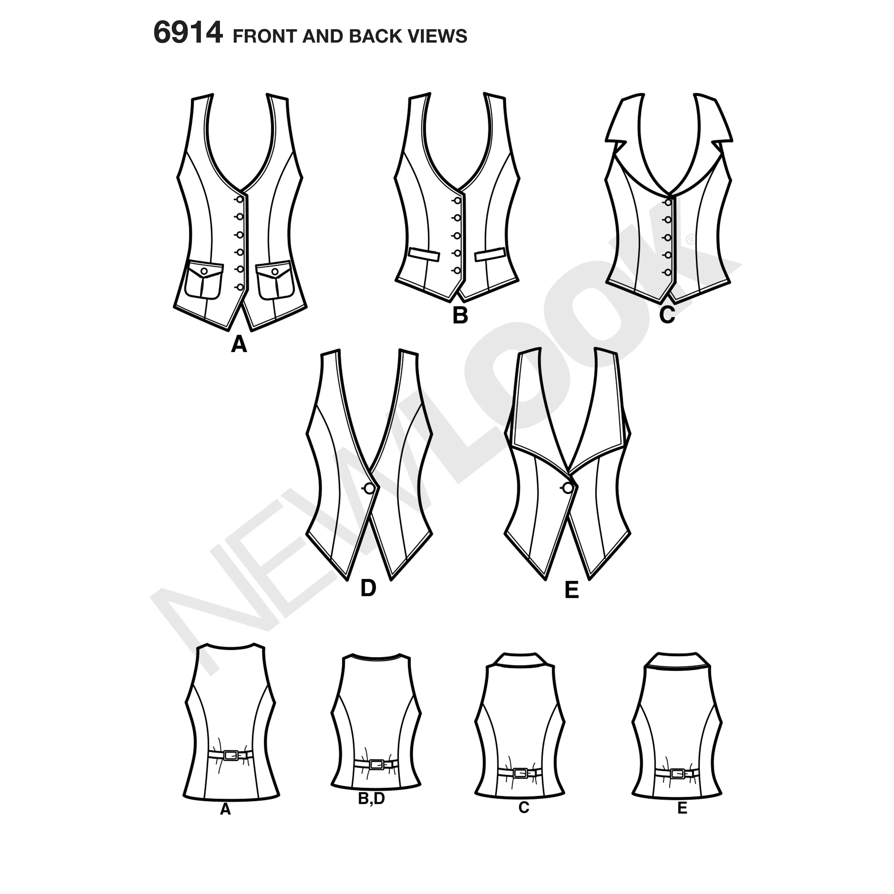 New Look Sewing Pattern 6914 - Misses Vests