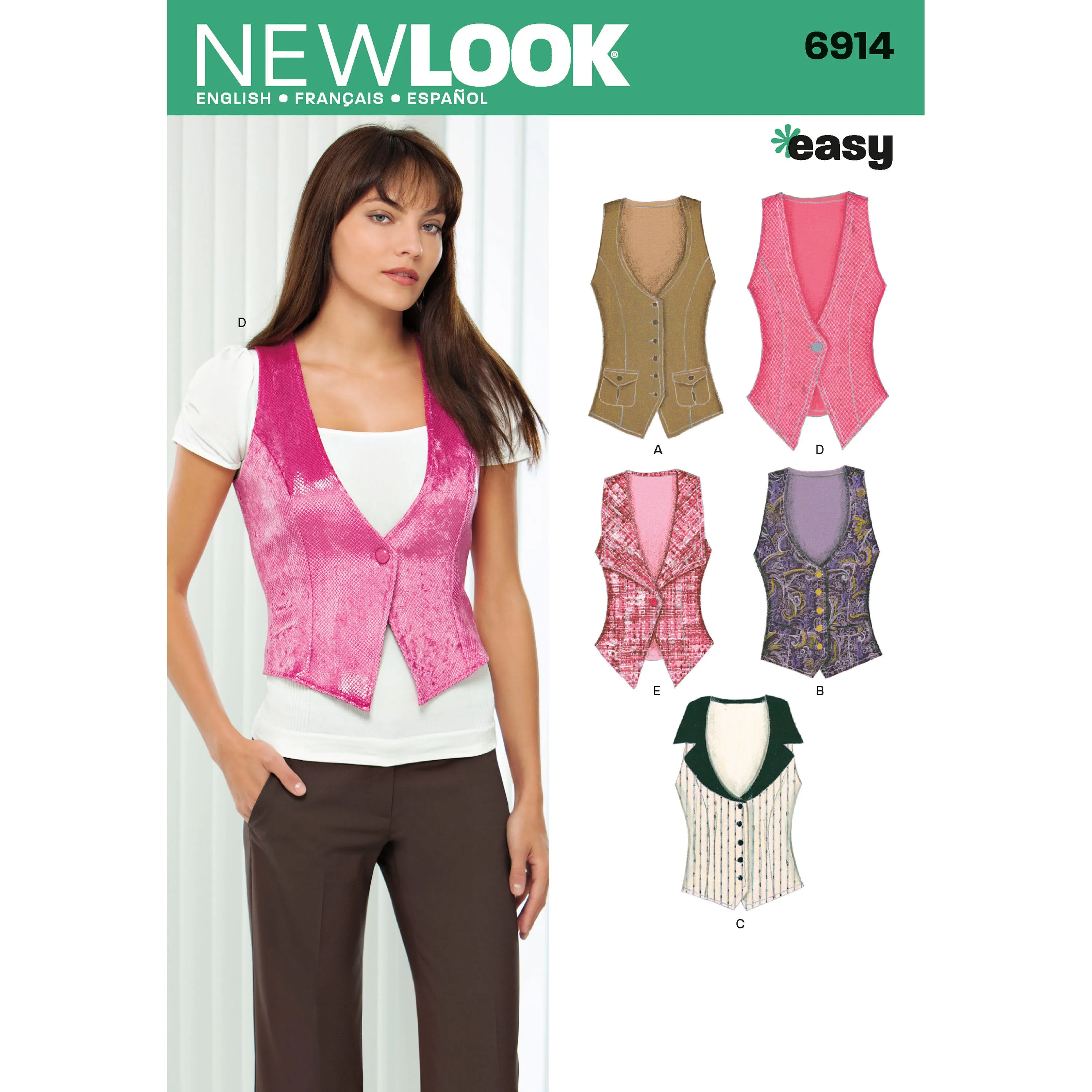 New Look Sewing Pattern 6914 - Misses Vests