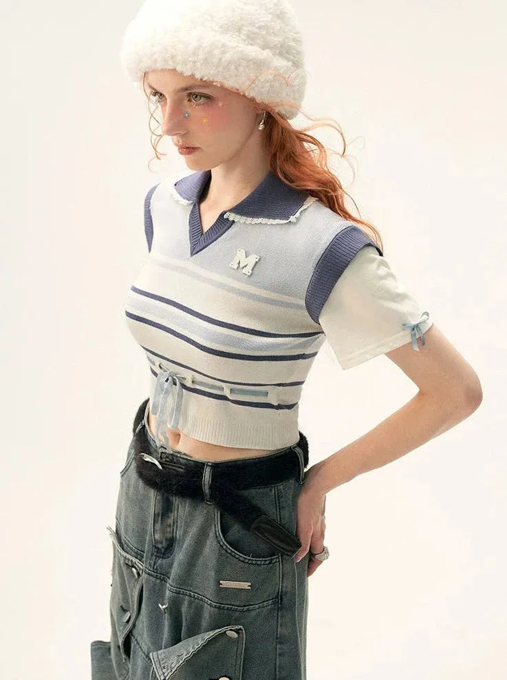 Polo Tops Summer Short Striped
