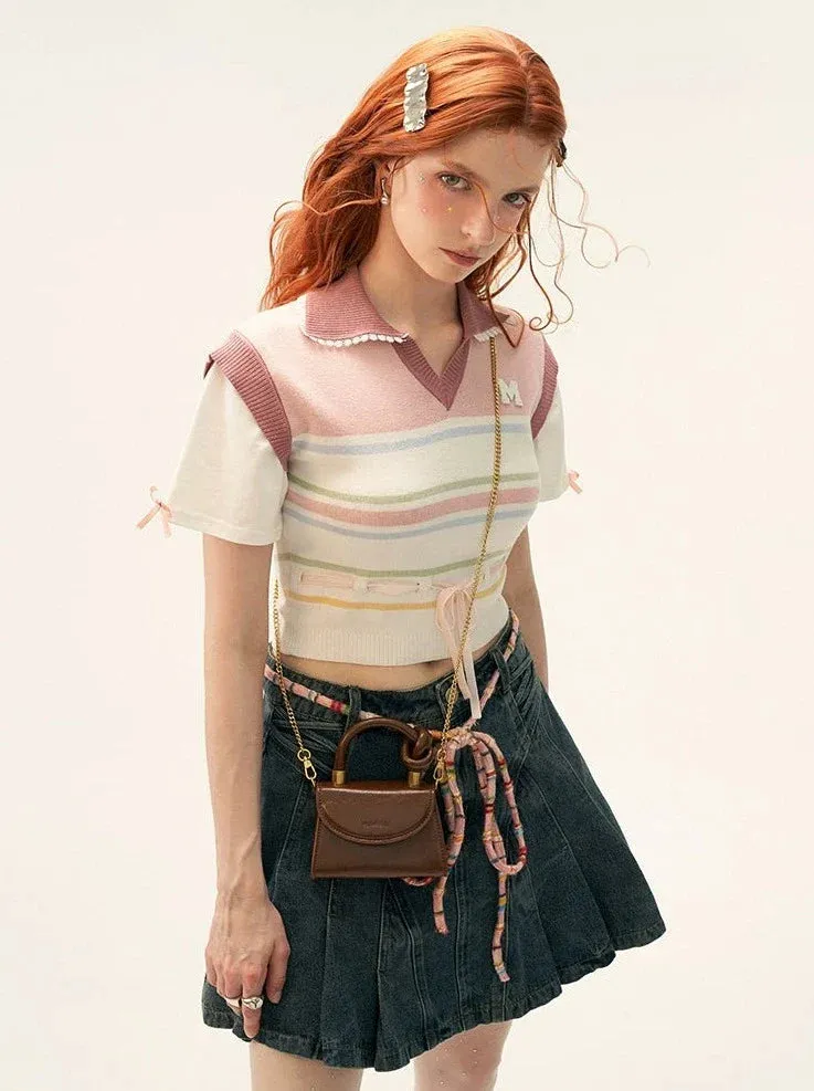 Polo Tops Summer Short Striped
