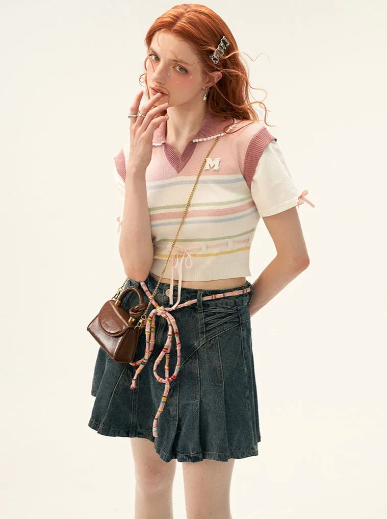 Polo Tops Summer Short Striped
