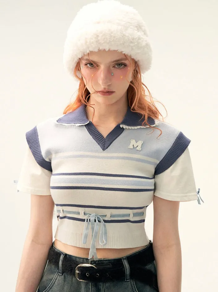 Polo Tops Summer Short Striped