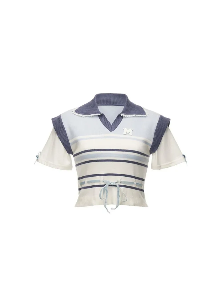 Polo Tops Summer Short Striped