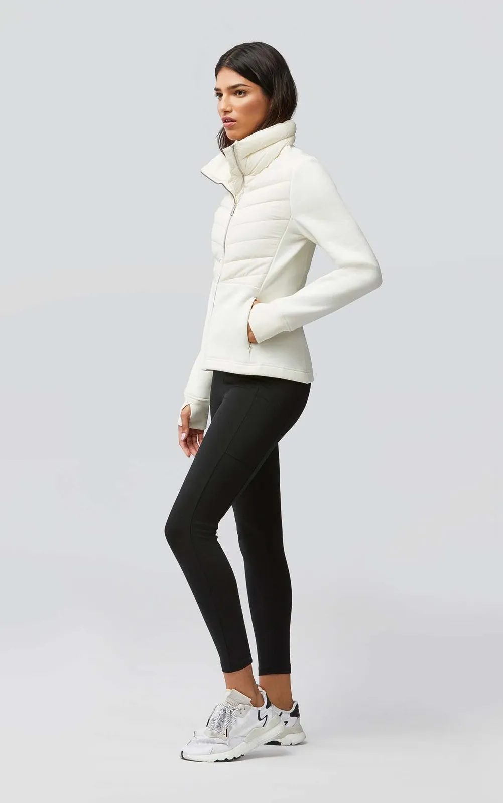 Soia & Kyo Annick Sustainable Mixed Media Quilted Jacket- Powder