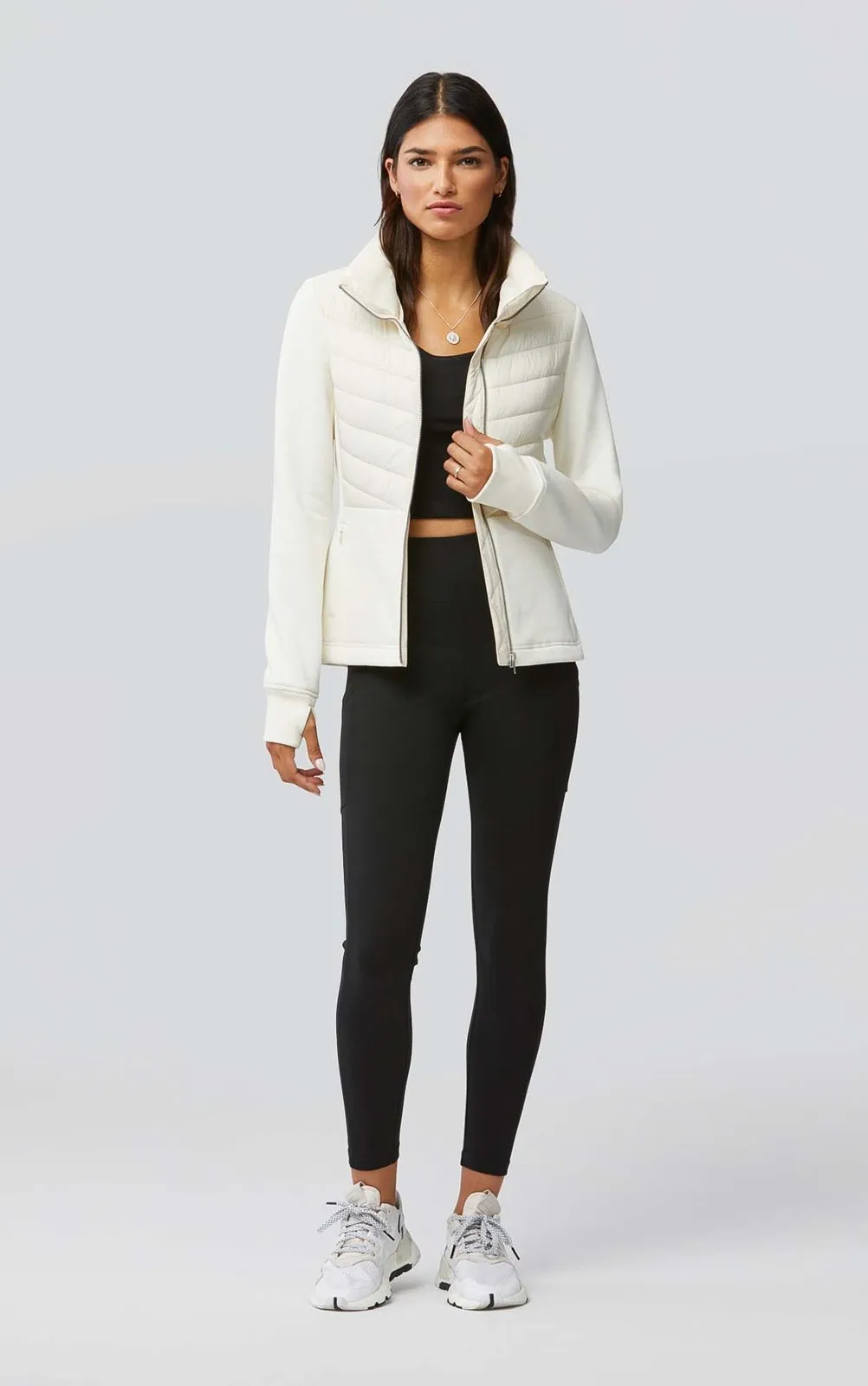 Soia & Kyo Annick Sustainable Mixed Media Quilted Jacket- Powder