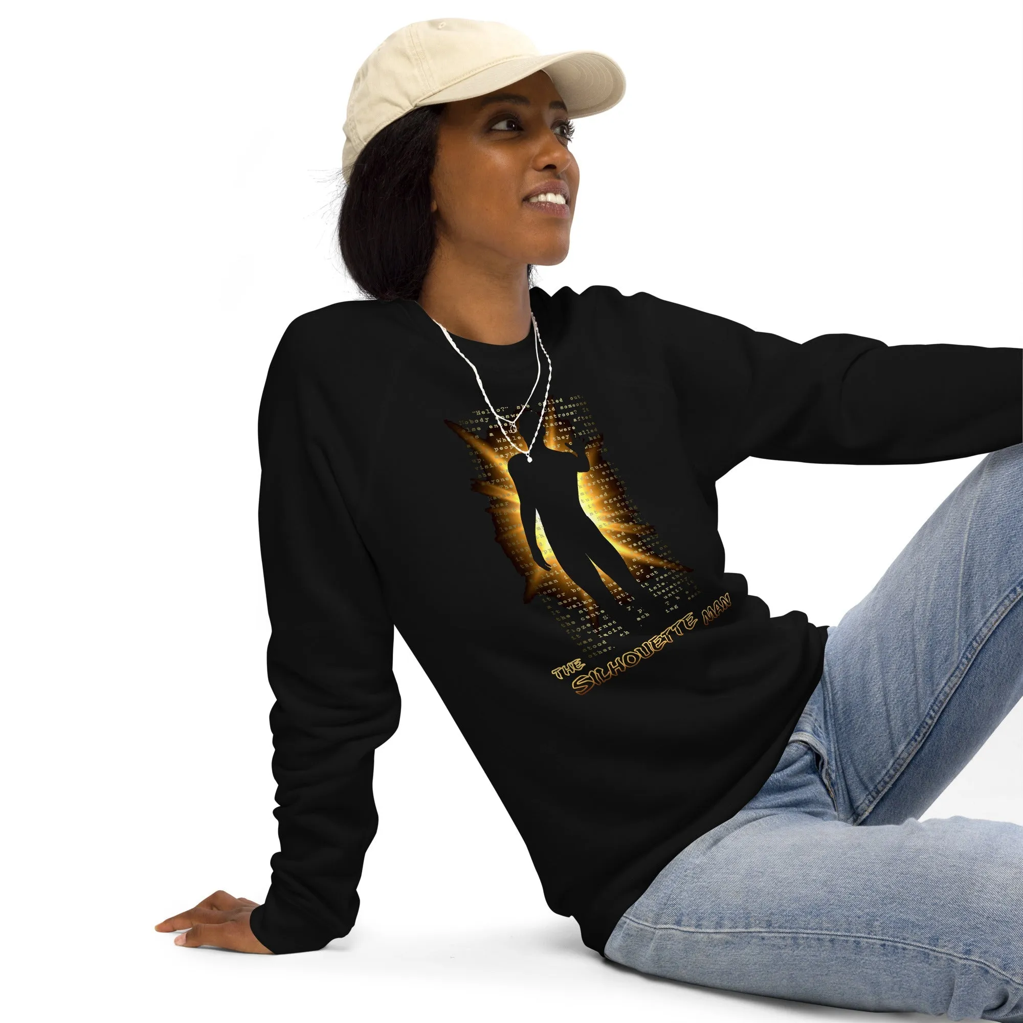 The Silhouette Man | Unisex Organic Raglan Sweatshirt - Embrace the Shadows
