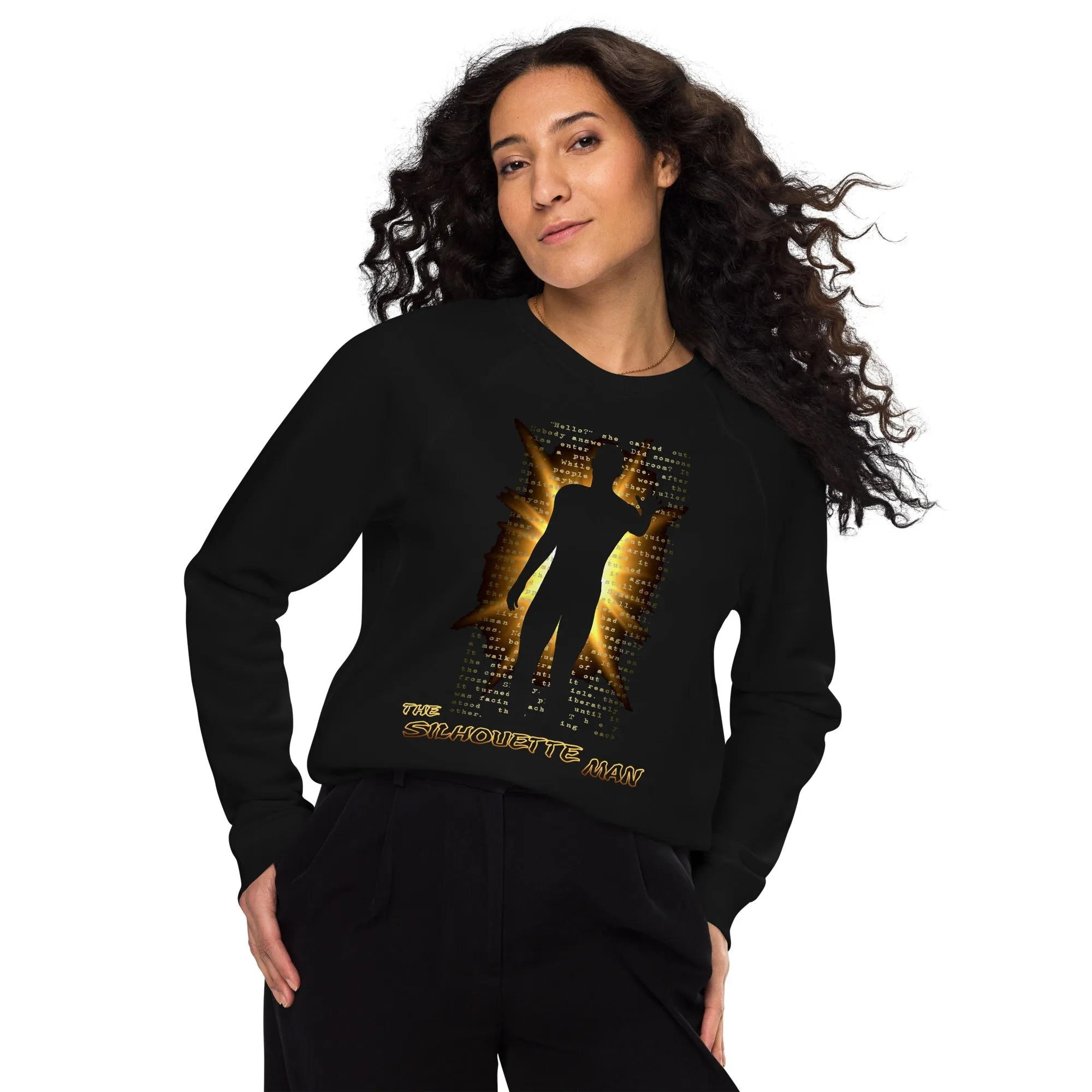 The Silhouette Man | Unisex Organic Raglan Sweatshirt - Embrace the Shadows