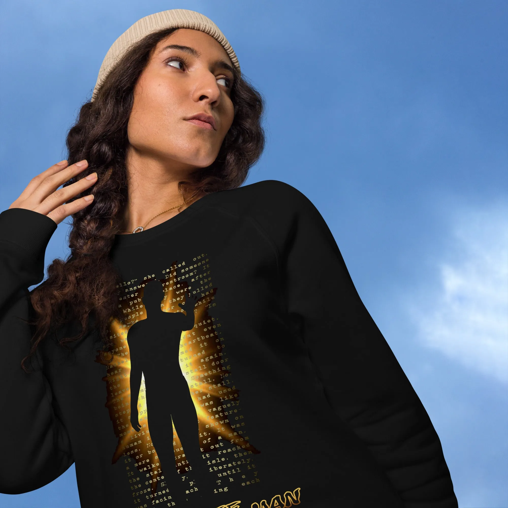 The Silhouette Man | Unisex Organic Raglan Sweatshirt - Embrace the Shadows
