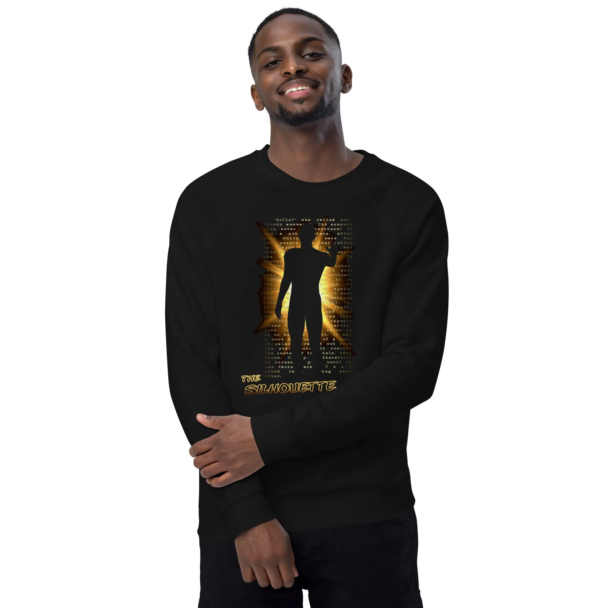 The Silhouette Man | Unisex Organic Raglan Sweatshirt - Embrace the Shadows