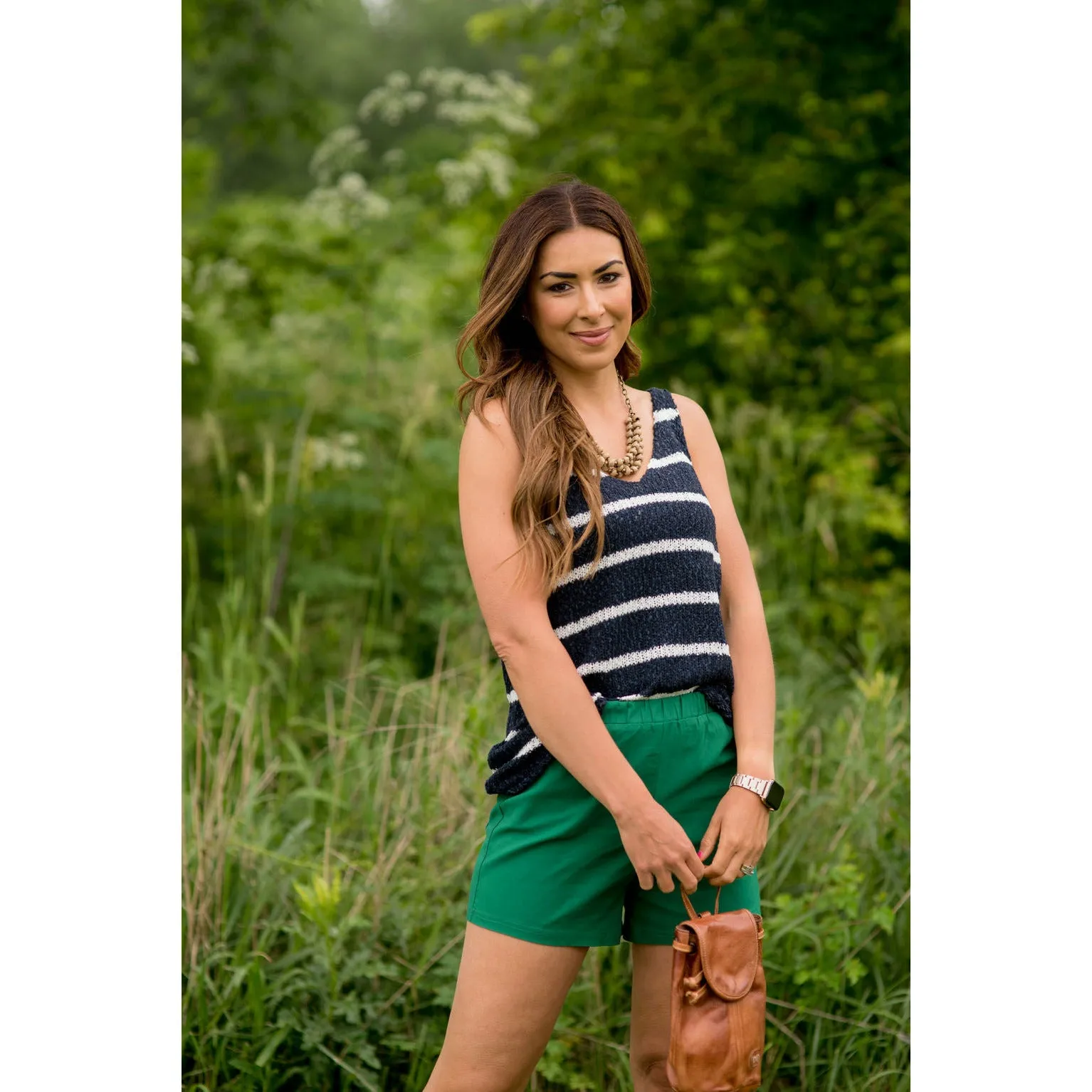 V-Neck Striped Knit Tank